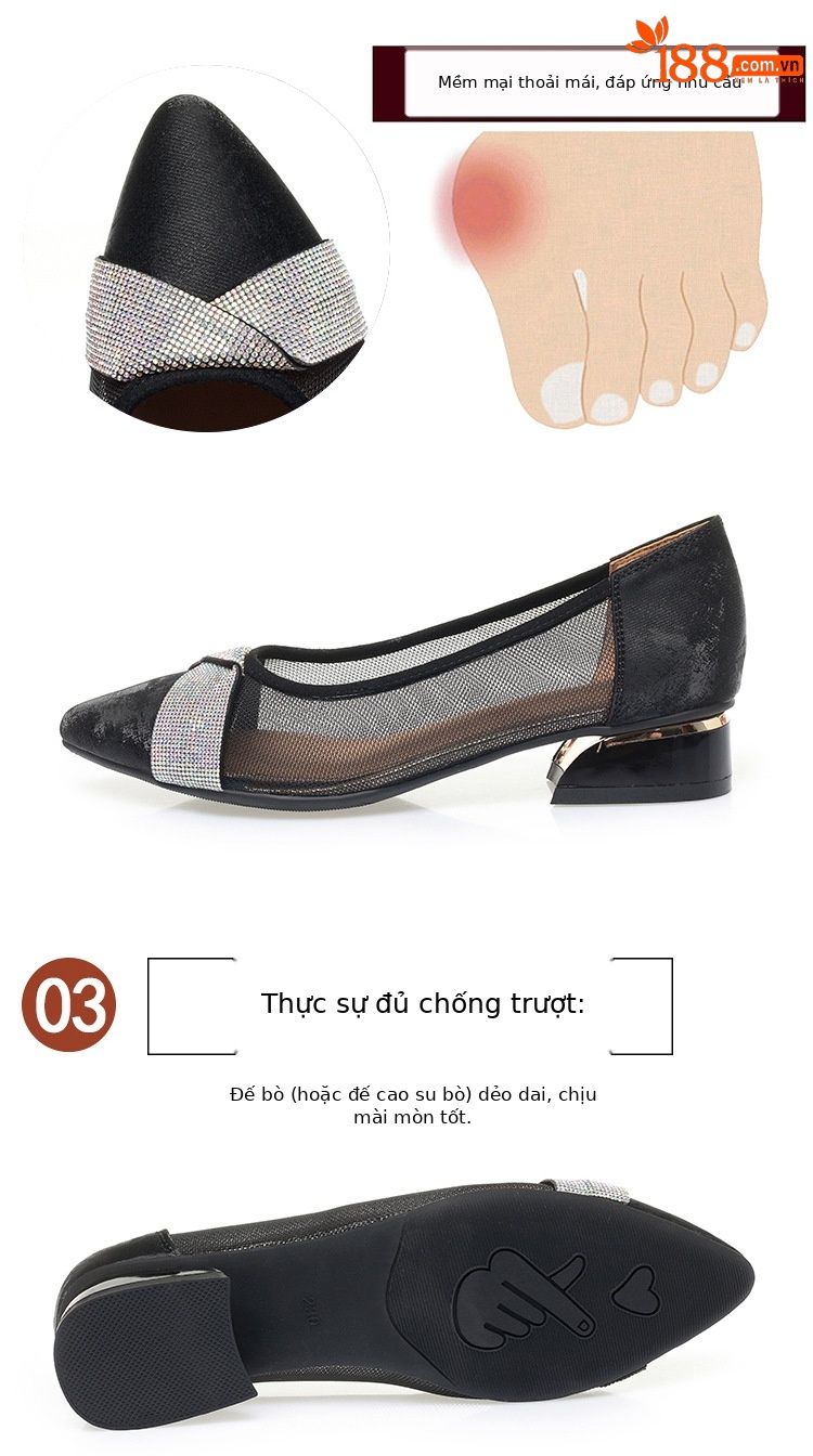 Sandal cao gót nữ đính đá lấp lánh phong cách Hàn Quốc — Màu be chi tiết 3