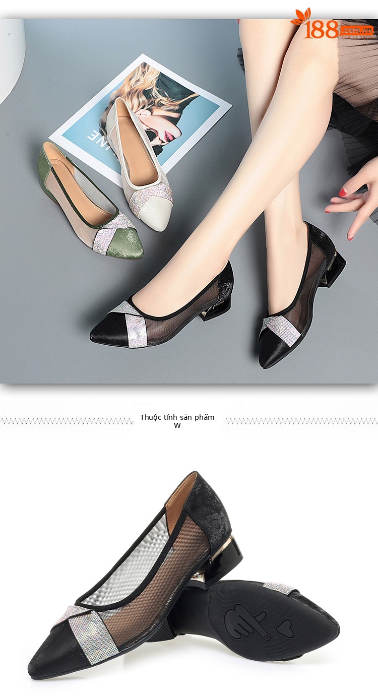 Sandal cao gót nữ đính đá lấp lánh phong cách Hàn Quốc — Màu be chi tiết 9