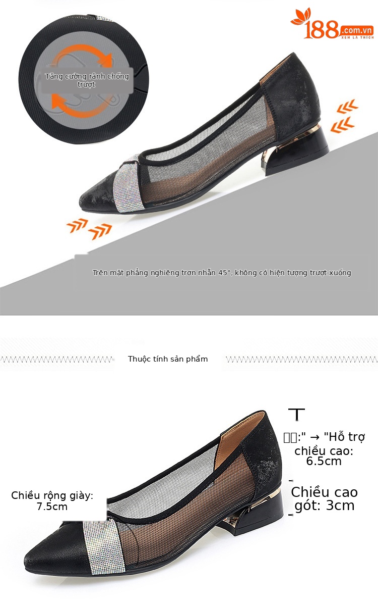 Sandal cao gót nữ đính đá lấp lánh phong cách Hàn Quốc — Màu be chi tiết 4