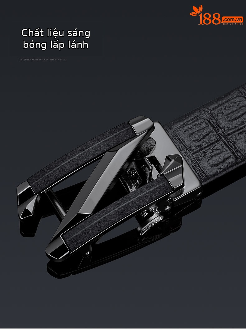 Thắt lưng da bò nam cao cấp vân cá sấu chữ cái phong cách Âu Mỹ — 120cm, 130cm, 110cm, 125cm chi tiết 2