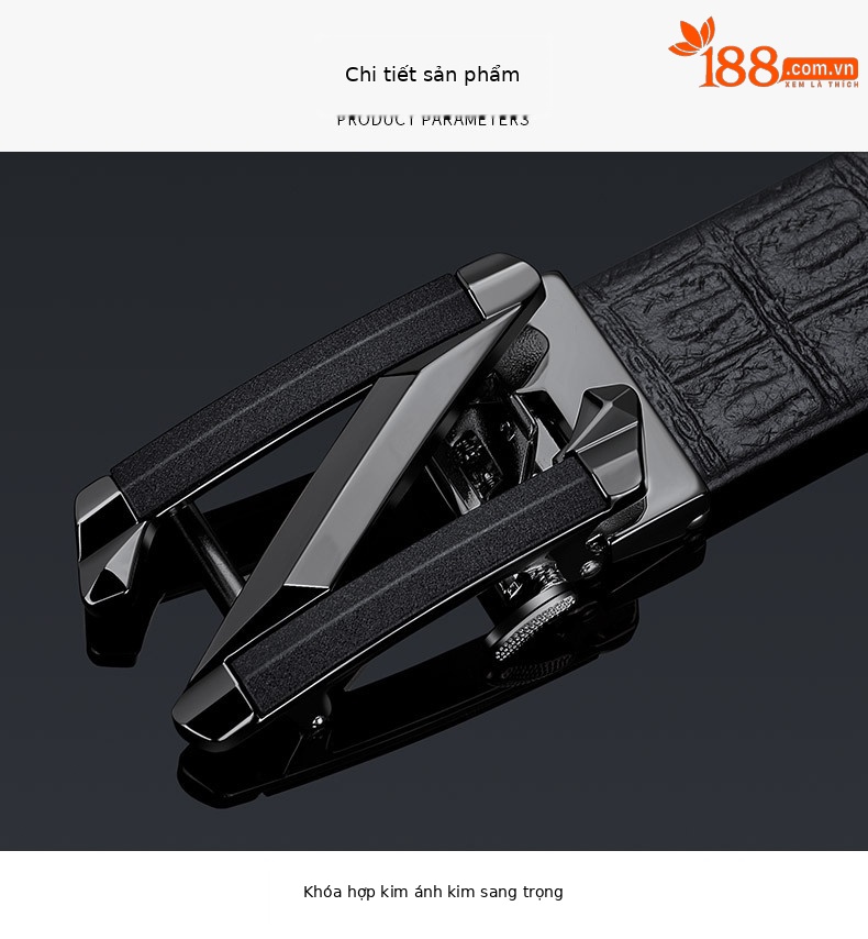 Thắt lưng da bò nam cao cấp vân cá sấu chữ cái phong cách Âu Mỹ — 120cm, 130cm, 110cm, 125cm chi tiết 14