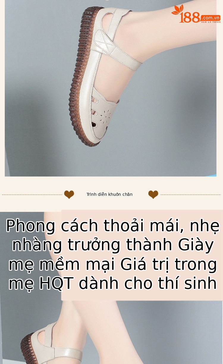 Sandal da thật nữ đế bằng mềm chống trượt, quai chữ V đơn giản, mùa hè thoáng nhẹ — Màu be chi tiết 7