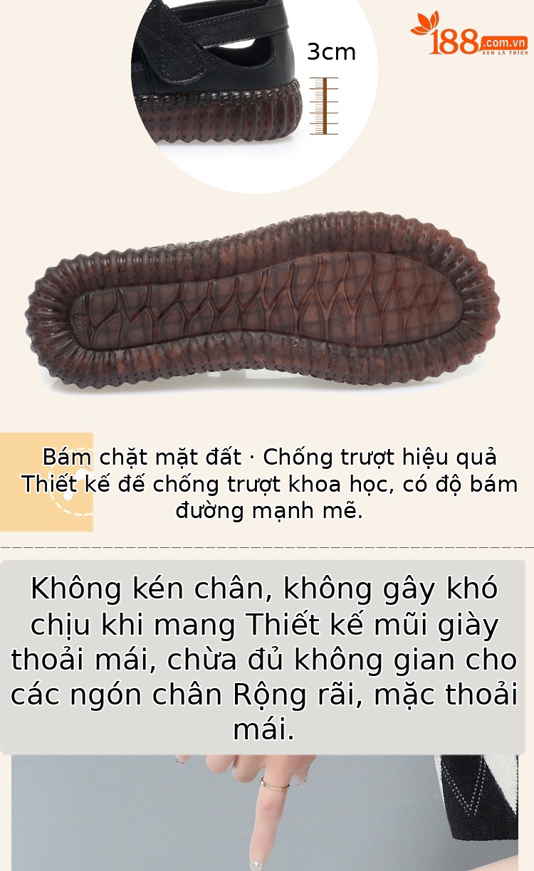 Sandal da thật nữ đế bằng mềm chống trượt, quai chữ V đơn giản, mùa hè thoáng nhẹ — Màu be chi tiết 6