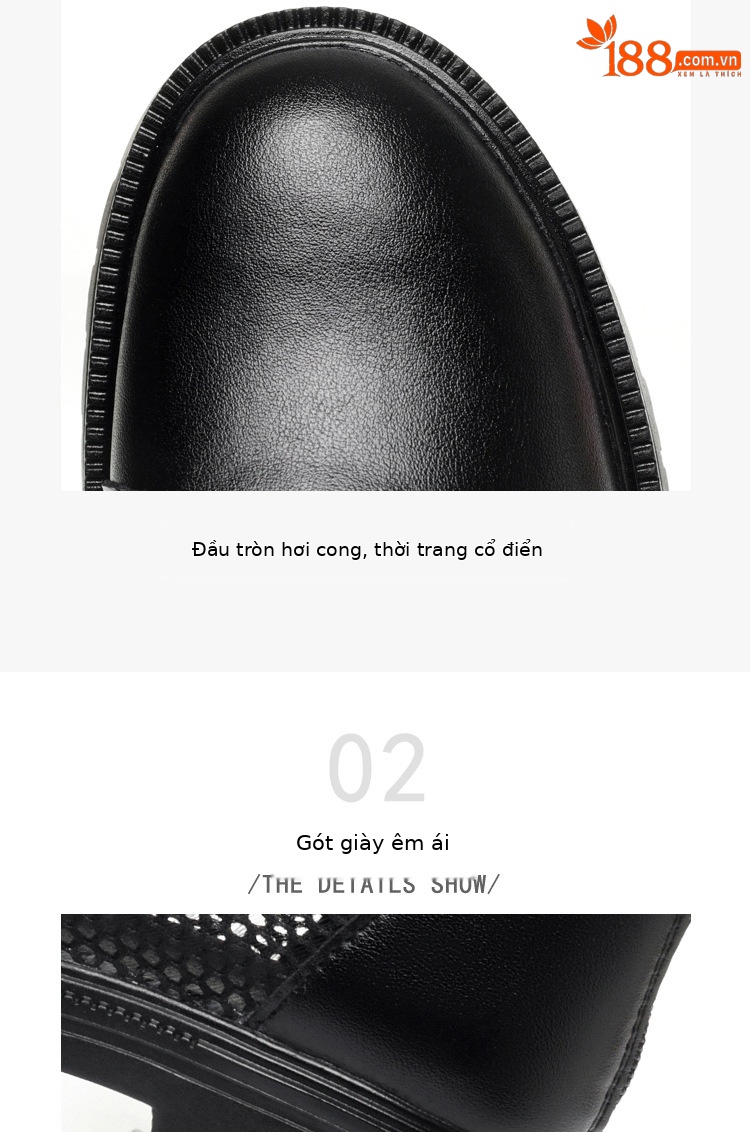 Boot Martin lưới da thật thoáng khí cổ thấp gót cao vừa — Màu đen chi tiết 12