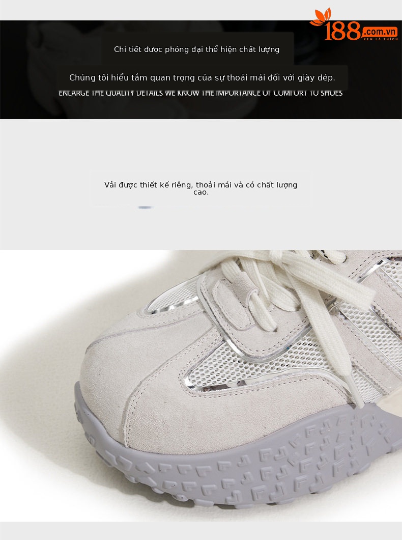 Giày sneaker nữ đế dày chunky da microfibre phong cách đơn giản, gót siêu cao 8cm — Len thuần, Vàng, Tím chi tiết 6