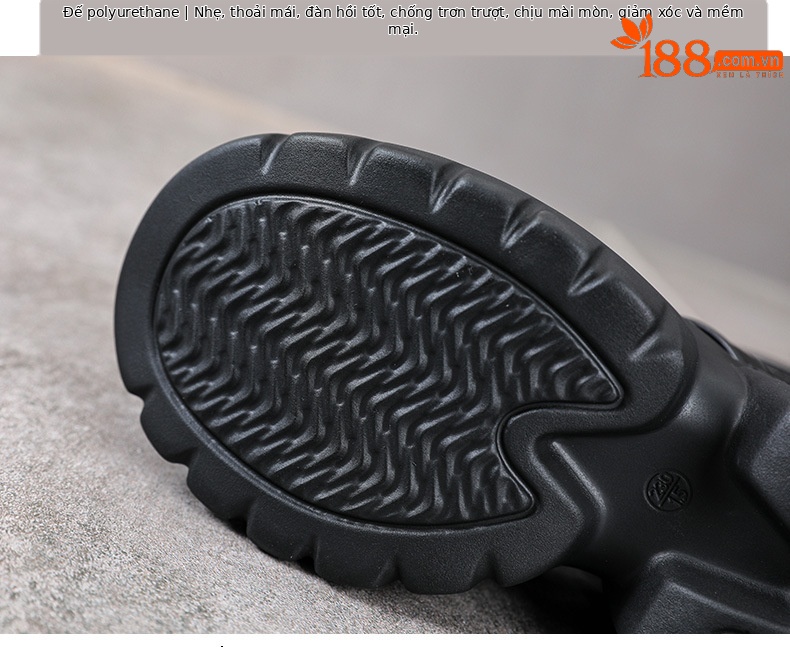 Giày sandal hở mũi da thật đế dày phong cách La Mã, tăng chiều cao — đen chi tiết 7