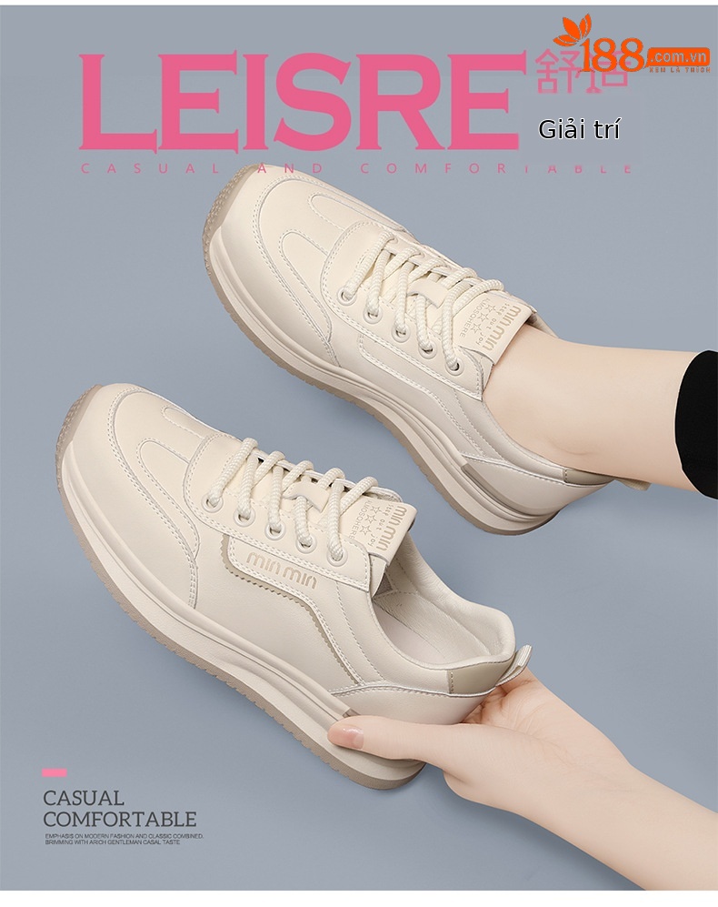 Giày sneaker nữ da thật đế mềm thoải mái, giày du lịch trắng thể thao trung niên mùa xuân hè — JST 1801 kaki trắng, JST 1801-1 kaki trắng thoáng khí, JST 1801-1 trắng đen thoáng khí, JST 1801 trắng đen chi tiết 1