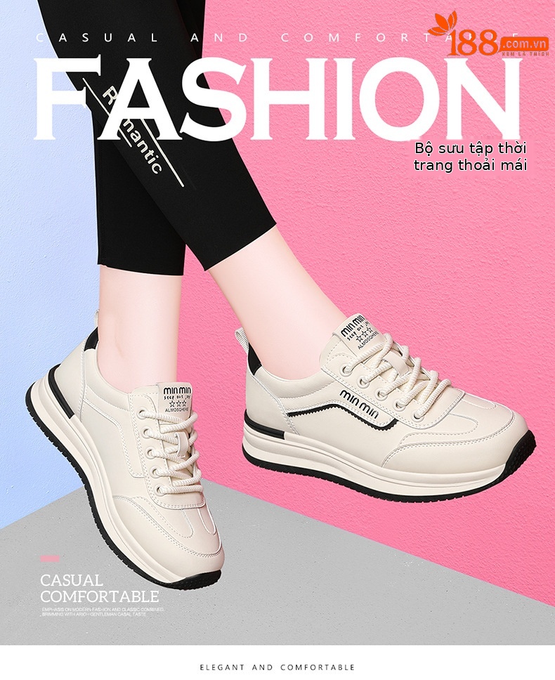 Giày sneaker nữ da thật đế mềm thoải mái, giày du lịch trắng thể thao trung niên mùa xuân hè — JST 1801 kaki trắng, JST 1801-1 kaki trắng thoáng khí, JST 1801-1 trắng đen thoáng khí, JST 1801 trắng đen chi tiết 2