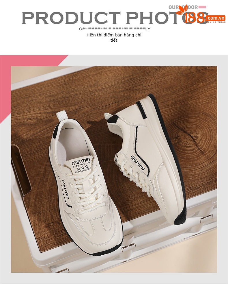 Giày sneaker nữ da thật đế mềm thoải mái, giày du lịch trắng thể thao trung niên mùa xuân hè — JST 1801 kaki trắng, JST 1801-1 kaki trắng thoáng khí, JST 1801-1 trắng đen thoáng khí, JST 1801 trắng đen chi tiết 4