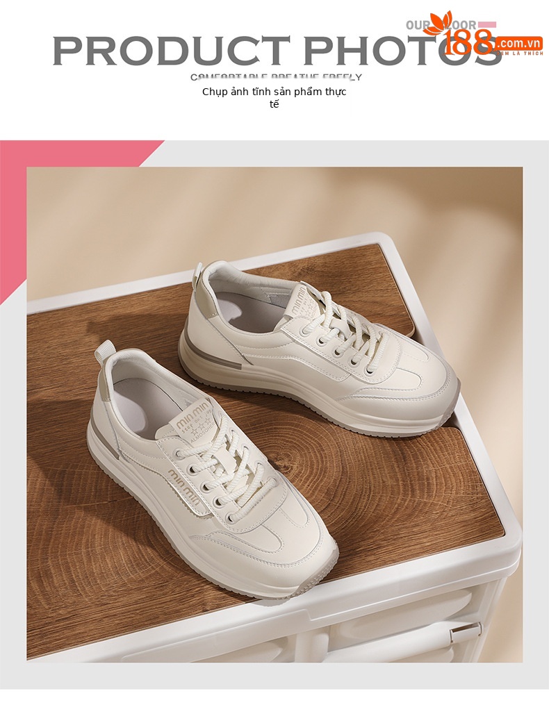 Giày sneaker nữ da thật đế mềm thoải mái, giày du lịch trắng thể thao trung niên mùa xuân hè — JST 1801 kaki trắng, JST 1801-1 kaki trắng thoáng khí, JST 1801-1 trắng đen thoáng khí, JST 1801 trắng đen chi tiết 8