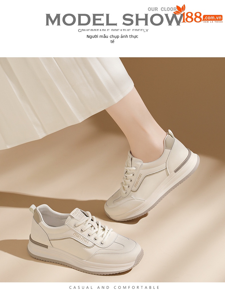 Giày sneaker nữ da thật đế mềm thoải mái, giày du lịch trắng thể thao trung niên mùa xuân hè — JST 1801 kaki trắng, JST 1801-1 kaki trắng thoáng khí, JST 1801-1 trắng đen thoáng khí, JST 1801 trắng đen chi tiết 9