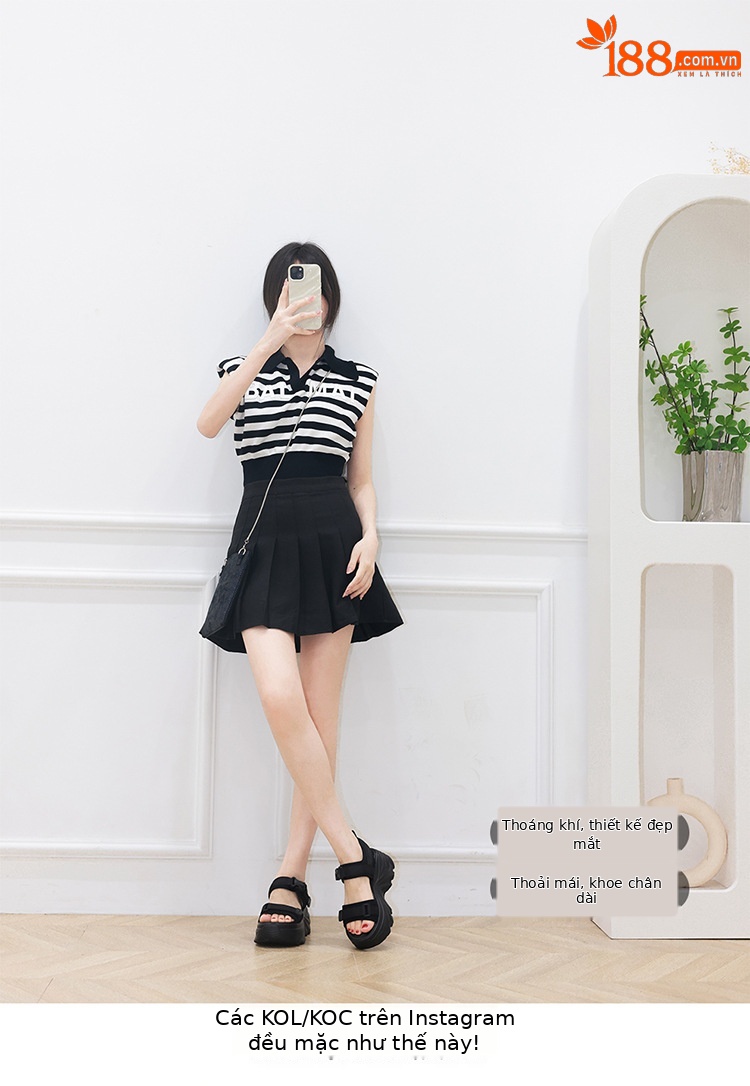 Sandal thể thao nữ đế xuồng gót 7 cm tăng chiều cao mùa hè — GQ FN0231/0610 màu đen gót cao 7 cm, GQ FN0231/0610 màu be gót cao 7 cm chi tiết 1