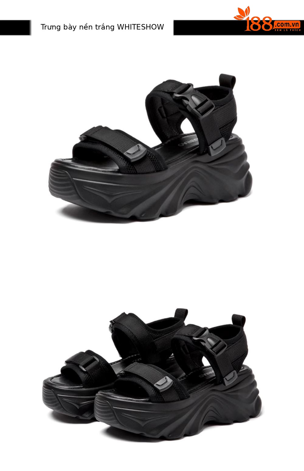 Sandal thể thao nữ đế xuồng gót 7 cm tăng chiều cao mùa hè — GQ FN0231/0610 màu đen gót cao 7 cm, GQ FN0231/0610 màu be gót cao 7 cm chi tiết 6