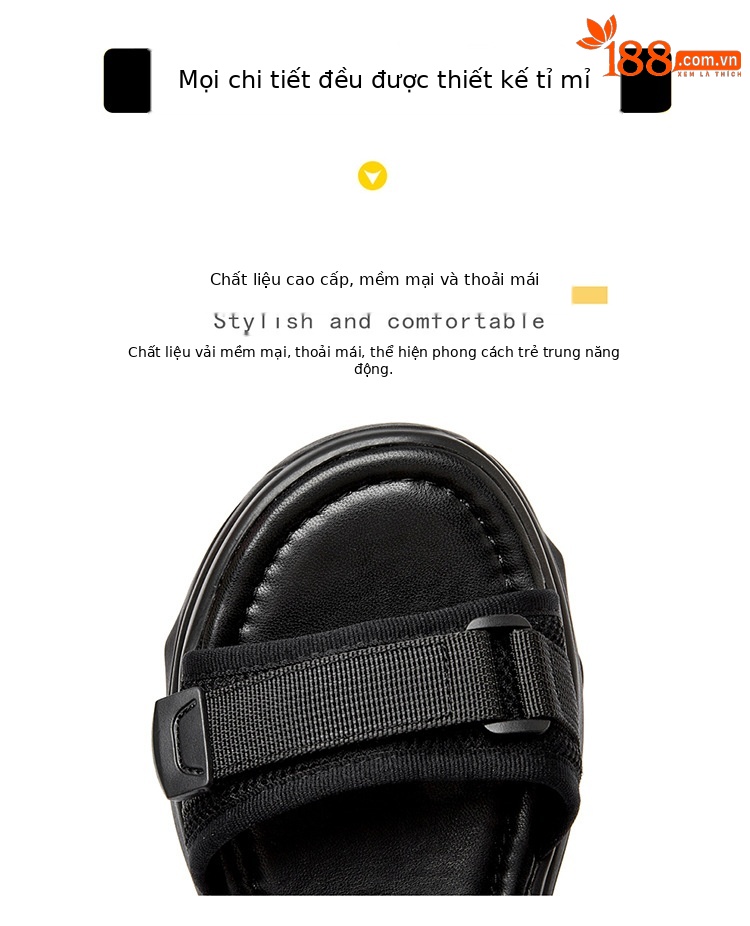 Sandal thể thao nữ đế xuồng gót 7 cm tăng chiều cao mùa hè — GQ FN0231/0610 màu đen gót cao 7 cm, GQ FN0231/0610 màu be gót cao 7 cm chi tiết 7