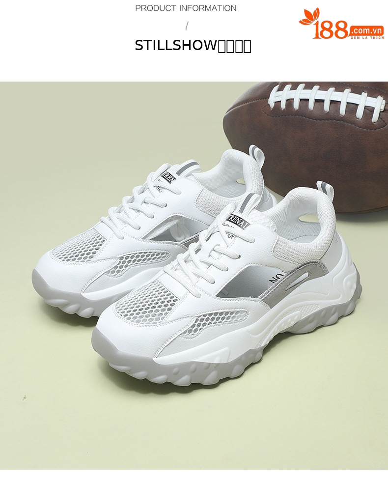Giày sneaker nữ da thật bít mũi đế dày phong cách thể thao hở lỗ — LJ 58123 trắng nâu mẫu mùa hè, LJ 58121-2 m xám mẫu xuân thu, LJ 58606 mẫu mùa xuân và mùa thu màu be, LJ 58121 mẫu mùa hè trắng chi tiết 14