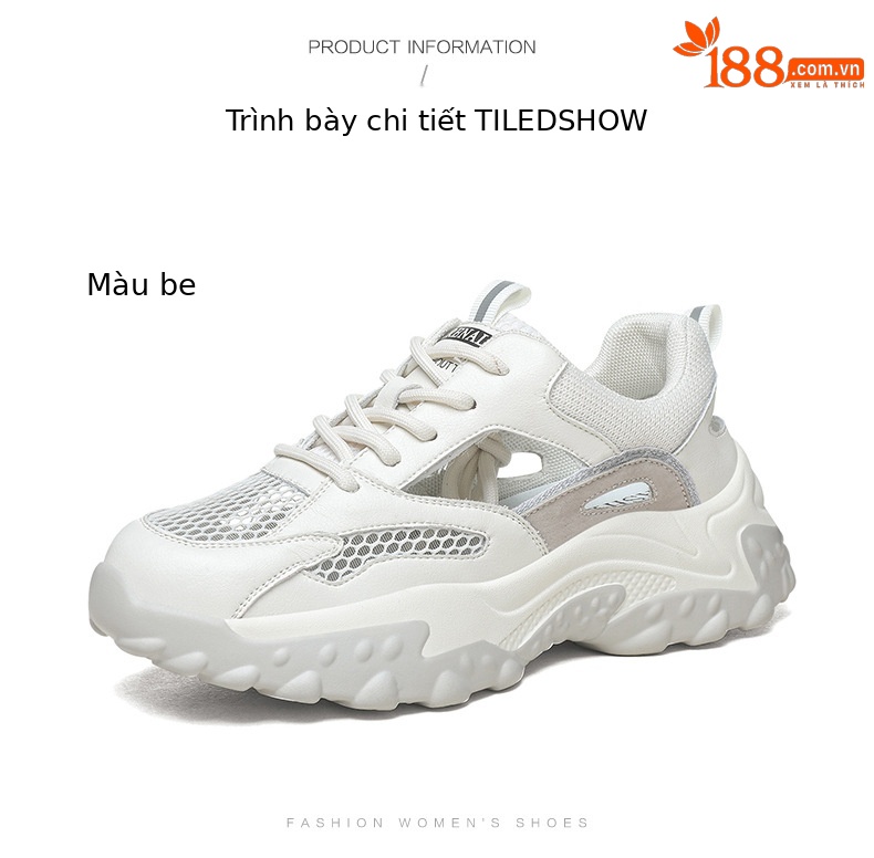 Giày sneaker nữ da thật bít mũi đế dày phong cách thể thao hở lỗ — LJ 58123 trắng nâu mẫu mùa hè, LJ 58121-2 m xám mẫu xuân thu, LJ 58606 mẫu mùa xuân và mùa thu màu be, LJ 58121 mẫu mùa hè trắng chi tiết 17