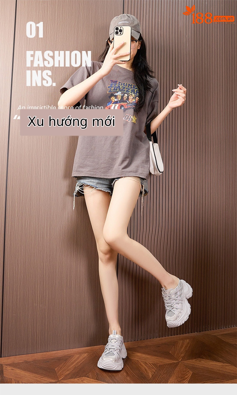 Sandal nữ cao gót hở mũi quai ngang đế dày thoáng khí — Xám, Len nguyên chất chi tiết 2