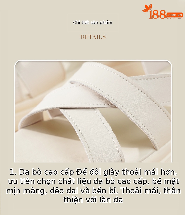 Dép sandal nữ quai ngang đế xốp mềm da thật phong cách La Mã — Màu đen chi tiết 12