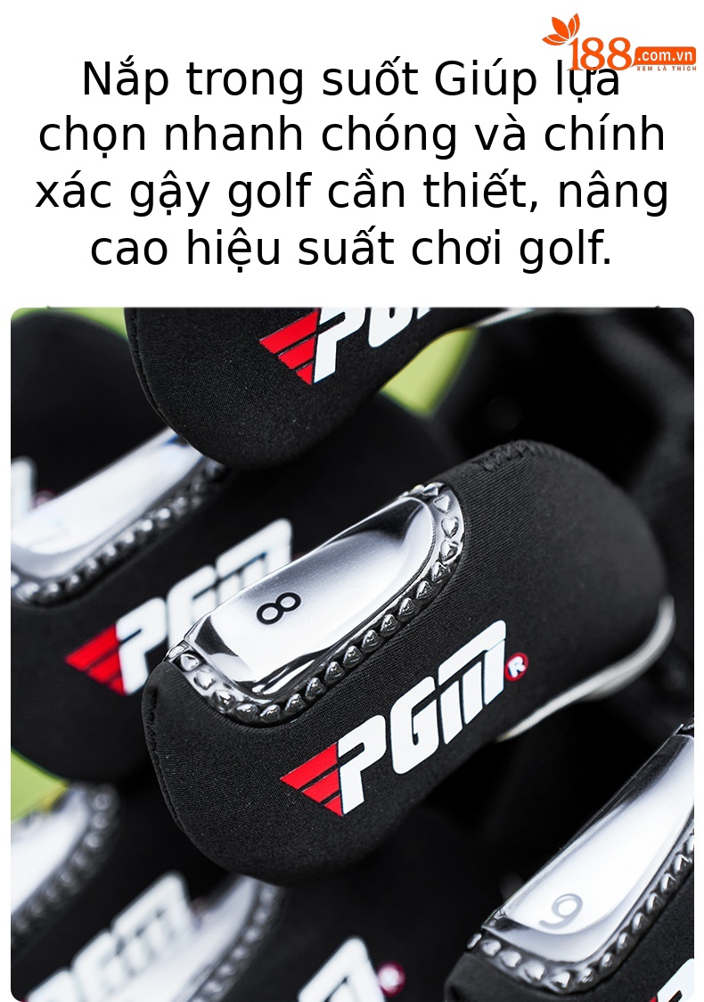 Vỏ bọc gậy golf PGM dày chống va chạm, nắp trong suốt che đầu gậy sắt — Gói 8 màu đen [Số có thể nhìn thấy trên nắp trên trong suốt/phổ biến cho thanh sắt] GT004, Đen 1 gói [Số có thể nhìn thấy trên nắp trong suốt/đa năng cho thanh sắt] GT004 chi tiết 4