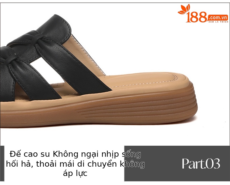 Dép nữ da dê thật đế nêm gót dày mùa hè — 7158 màu đen, 7158 màu be chi tiết 17