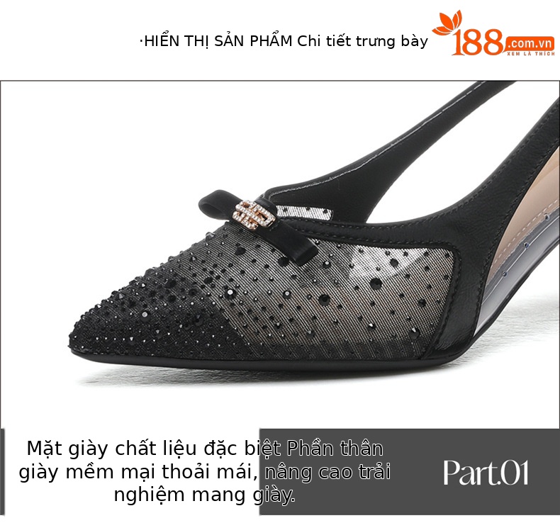 Giày sandal cao gót nữ mũi nhọn hở gót lưới thời trang xuân hè 2026 — 7117 màu mơ, 7117 màu đen chi tiết 15