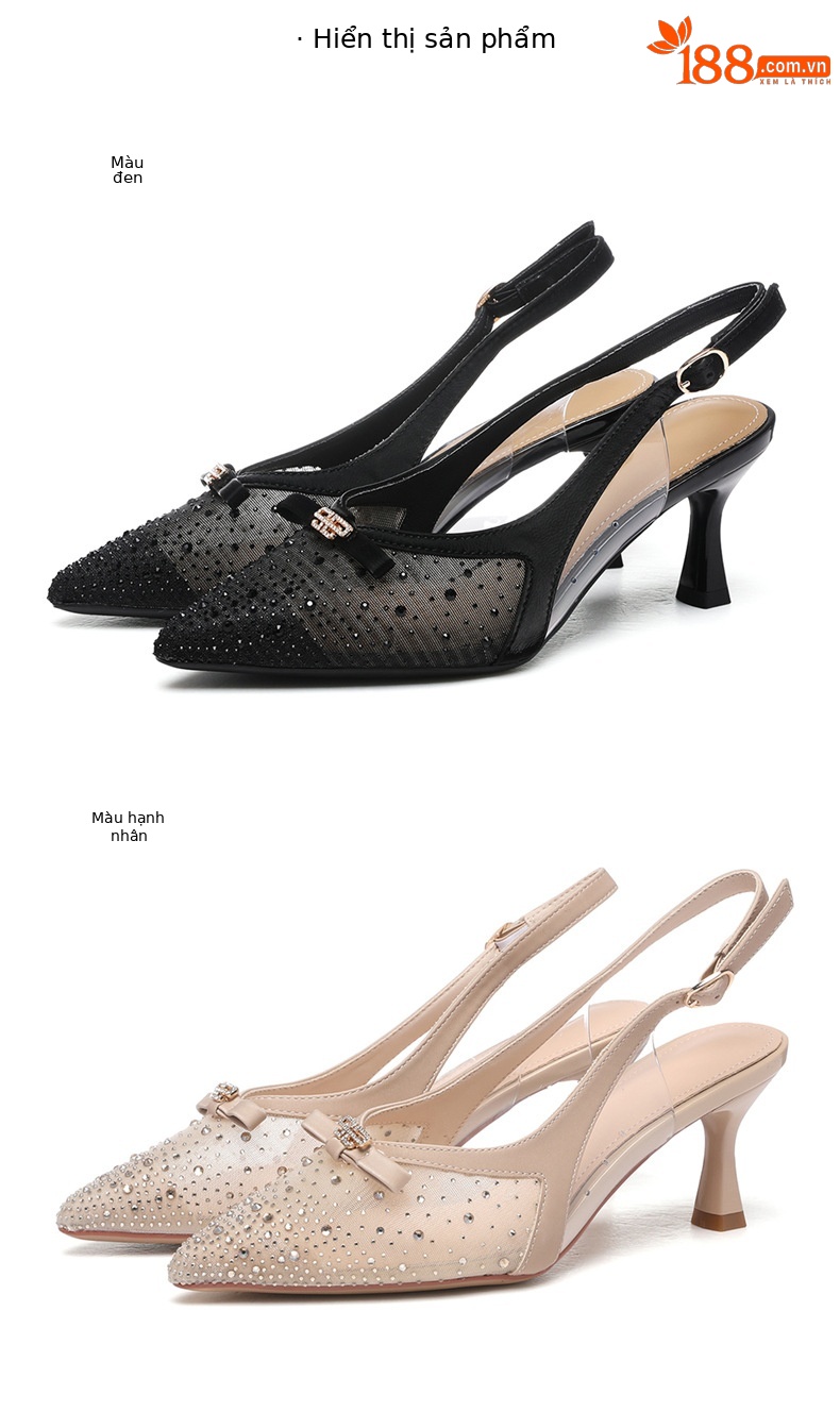 Giày sandal cao gót nữ mũi nhọn hở gót lưới thời trang xuân hè 2026 — 7117 màu mơ, 7117 màu đen chi tiết 18