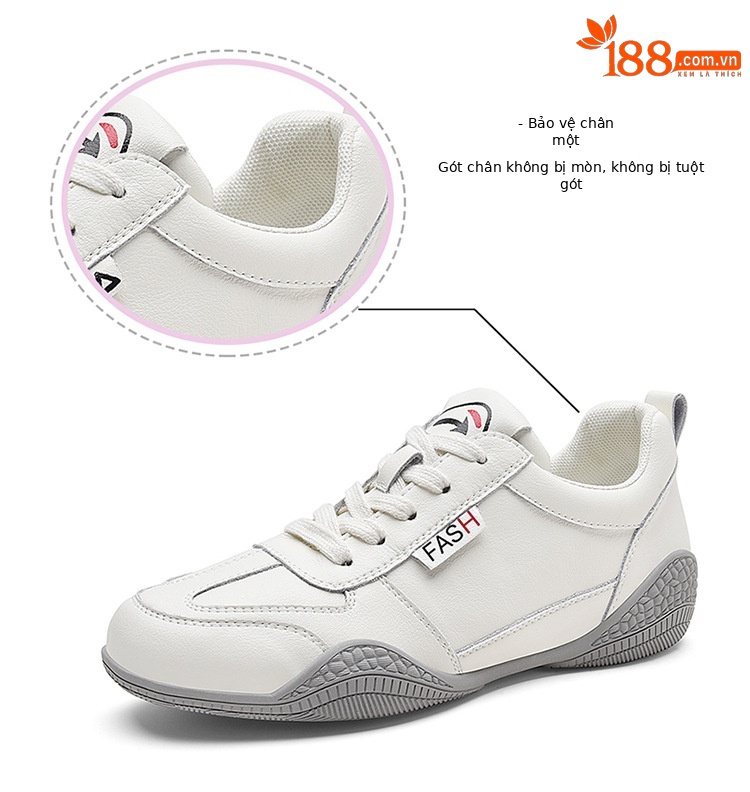 Giày thể thao nữ da thật lưới thoáng đế bằng mùa xuân hè 2025 — DH 58219 Trắng (kiểu rỗng), DH 58278-1 trắng (kiểu rỗng), DH 58380 mét xám, LJ 1067 trắng đen chi tiết 13