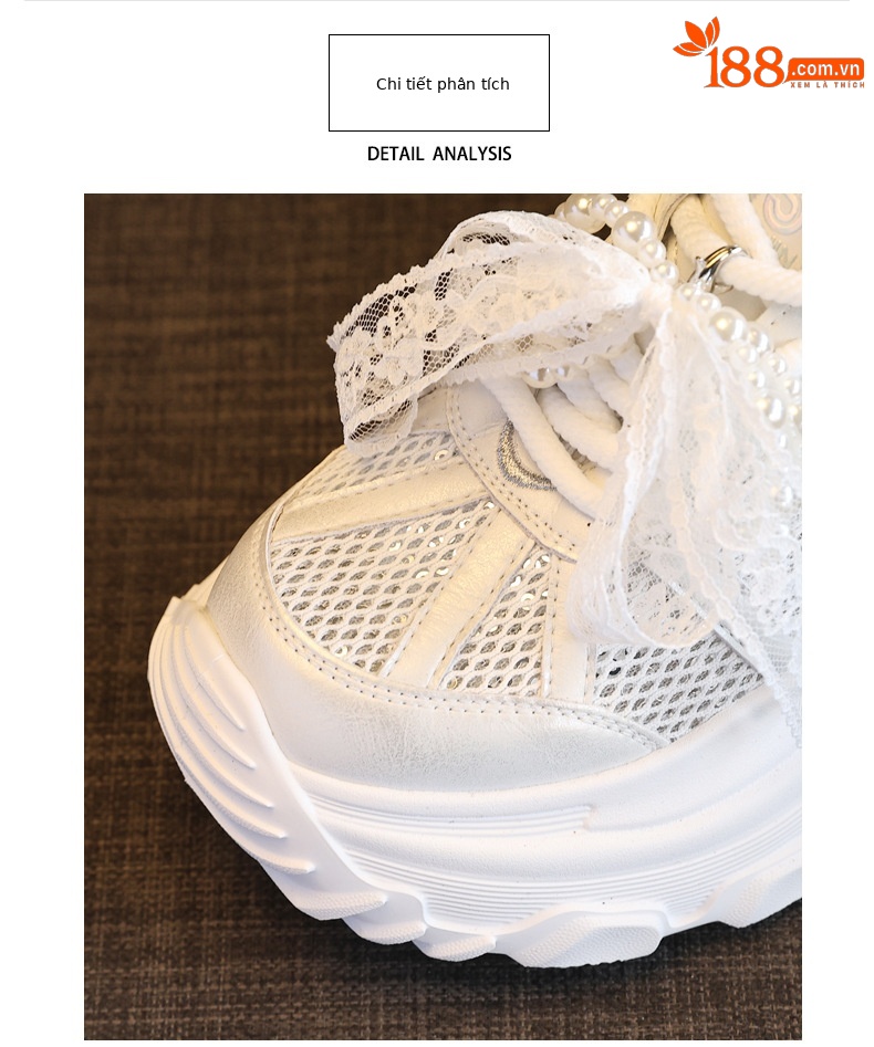 Dép lê bít mũi sneaker nữ đế dày tăng chiều cao mặt lưới thoáng khí — Màu trắng, Màu bạc chi tiết 7