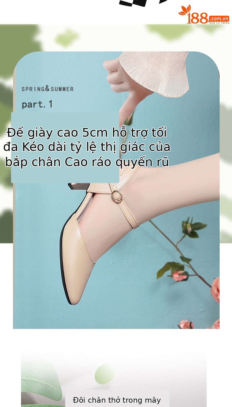 Sandal cao gót nữ mũi nhọn bít mũi da thật gót thô — Màu trắng chi tiết 3