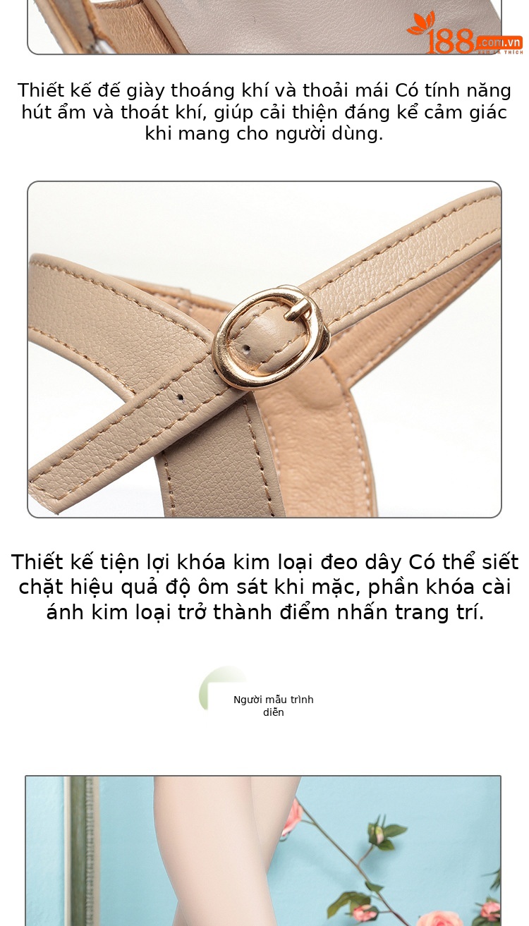 Sandal cao gót nữ mũi nhọn bít mũi da thật gót thô — Màu trắng chi tiết 8