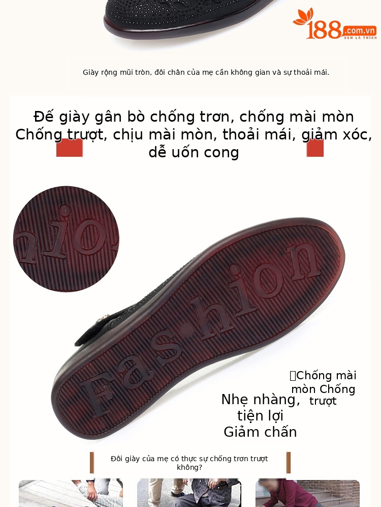 Sandal da thật quai chữ V đế bệt mùa hè cho nữ cỡ lớn — Màu be chi tiết 6