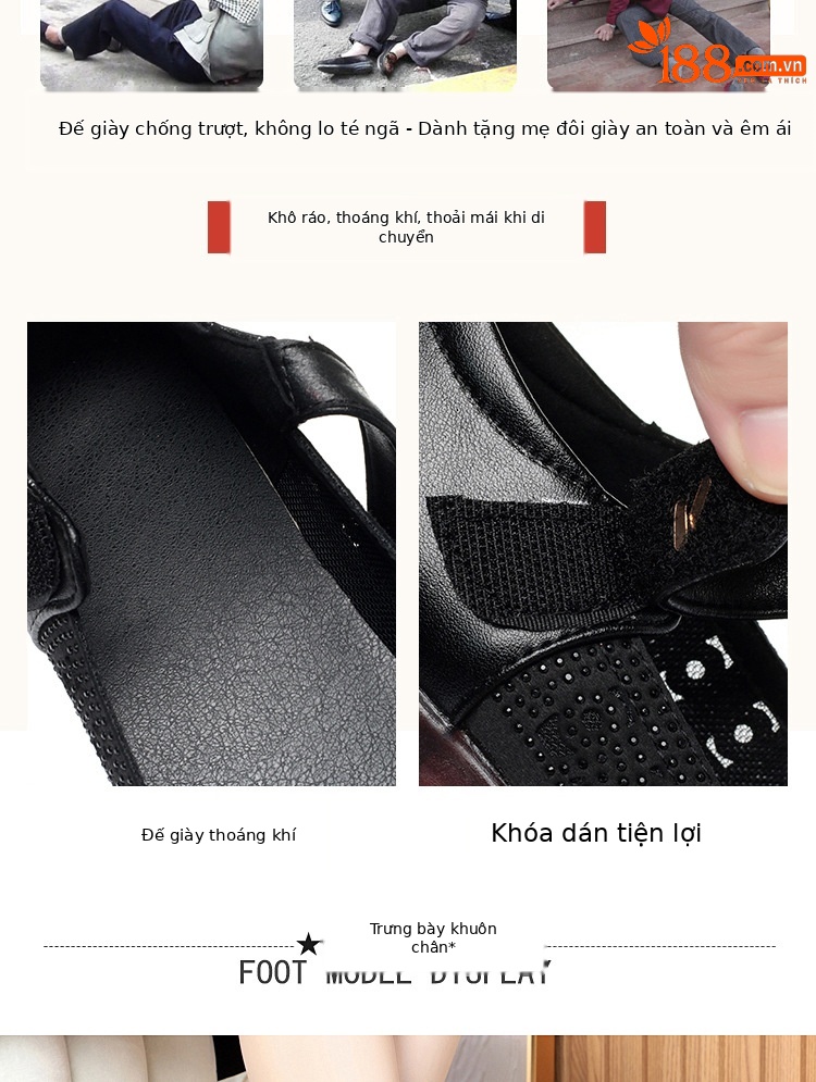 Sandal da thật quai chữ V đế bệt mùa hè cho nữ cỡ lớn — Màu be chi tiết 7