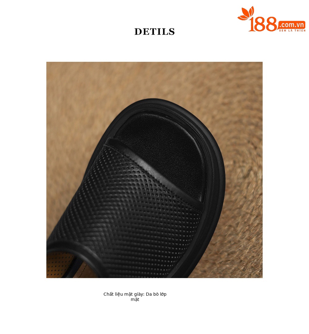 Dép sandal nữ quai ngang đế xuồng da bò, gót cao khoét lỗ — đen chi tiết 18
