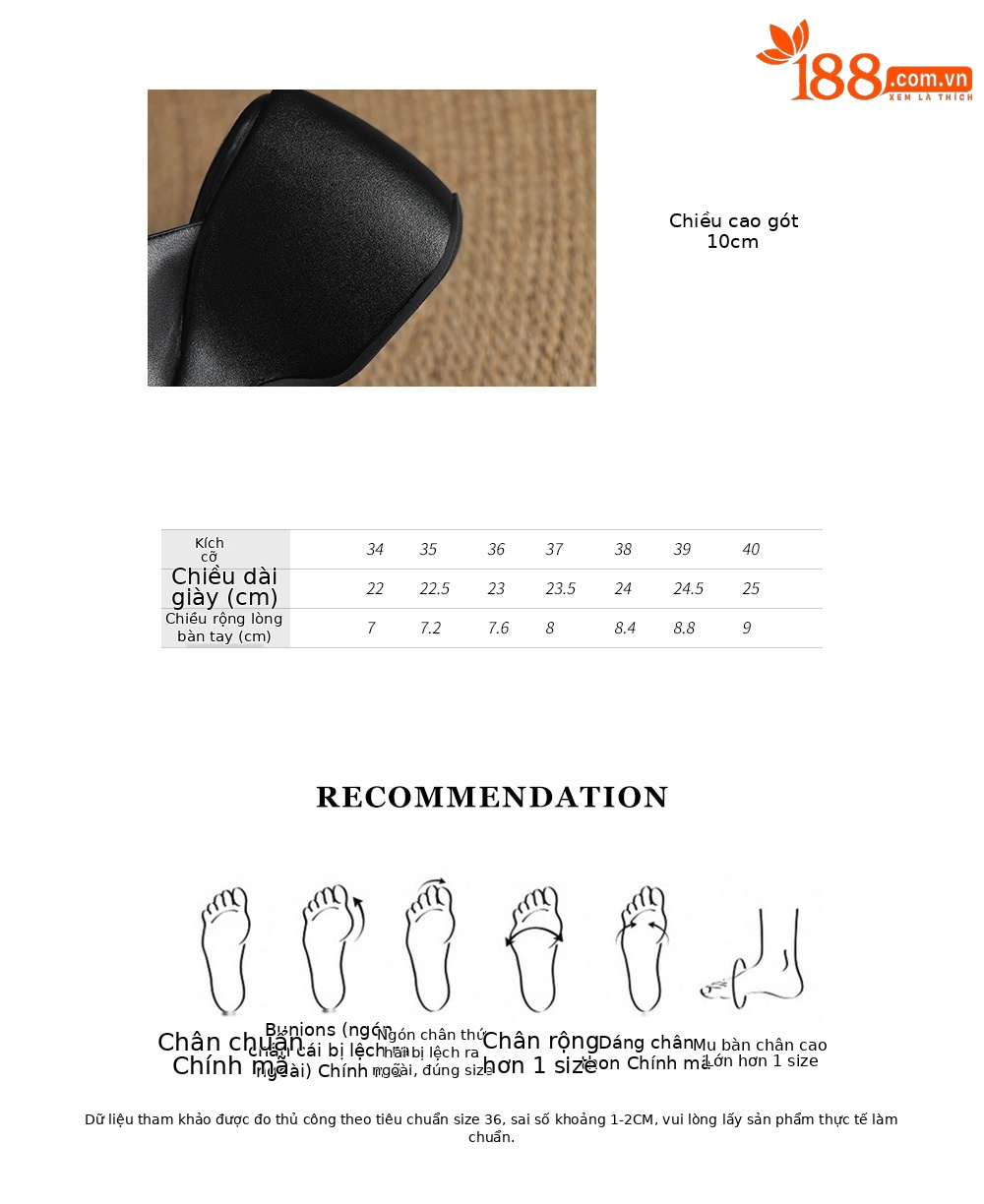 Dép sandal nữ đế xuồng một dây phong cách châu Âu, gót cao 7 cm — đen chi tiết 5