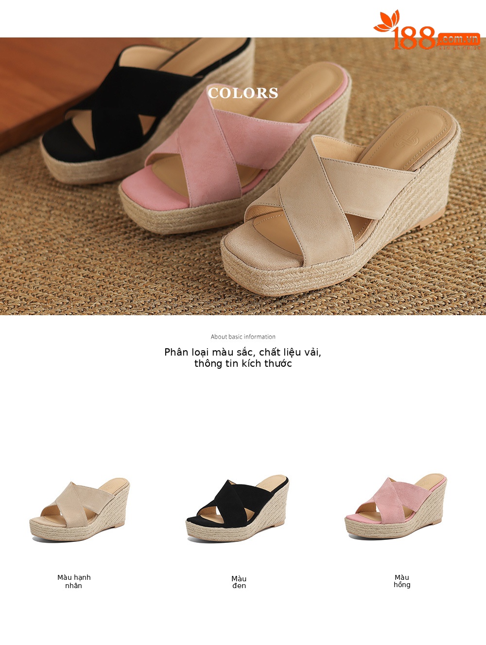 Sandal cao gót nữ quai ngang đế xuồng đan dày — Màu đen chi tiết 4