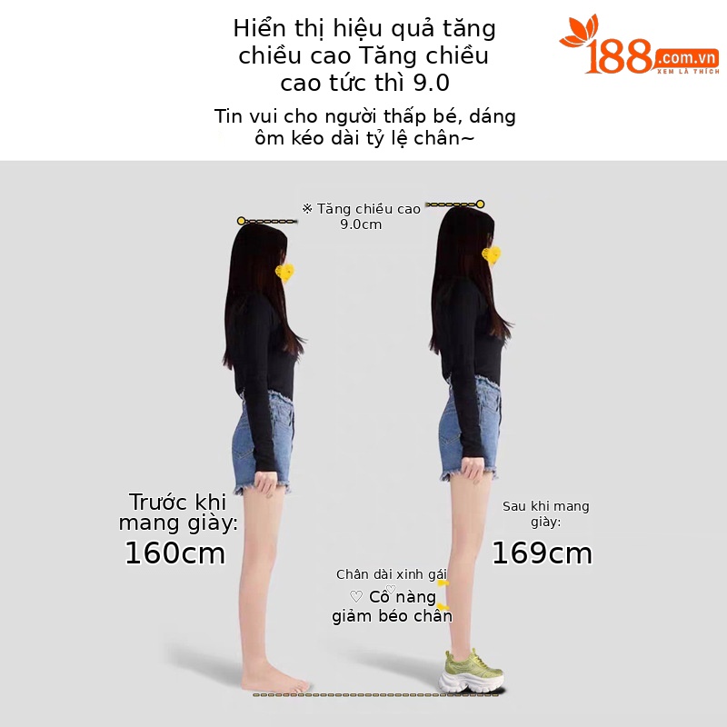 Giày sneaker chunky nữ đế dày mặt lưới đính đá tăng chiều cao — Màu đen