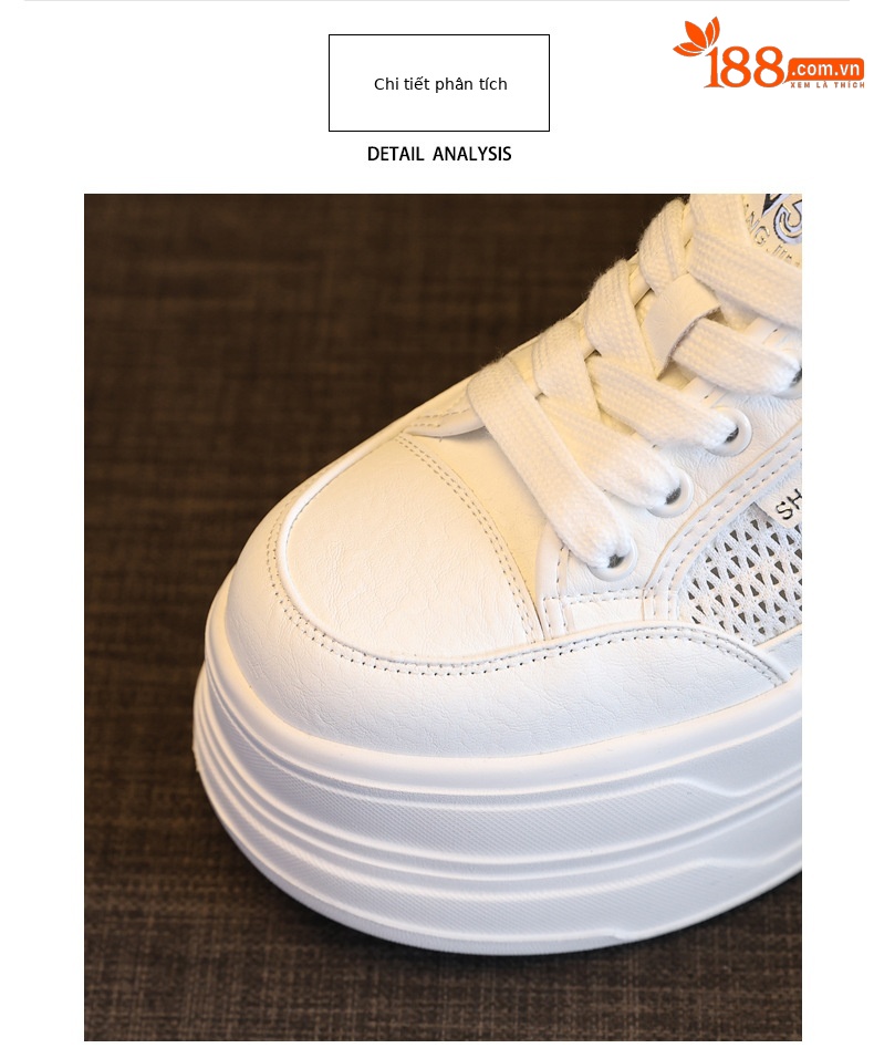 Giày sneaker nữ đế dày tăng chiều cao, mặt lưới thoáng khí, phong cách bánh xốp — Màu đen chi tiết 7