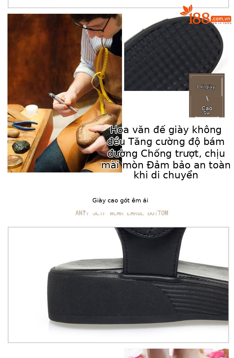 Dép sandal nữ quai chữ V đế bằng chống trượt, đế mềm, size lớn cho mẹ trung niên và cao tuổi đi bên ngoài — Màu be chi tiết 3