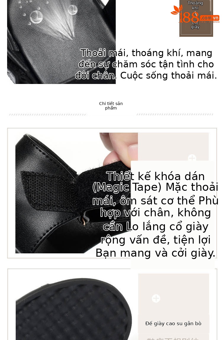 Dép sandal nữ quai chữ V đế bằng chống trượt, đế mềm, size lớn cho mẹ trung niên và cao tuổi đi bên ngoài — Màu be chi tiết 6