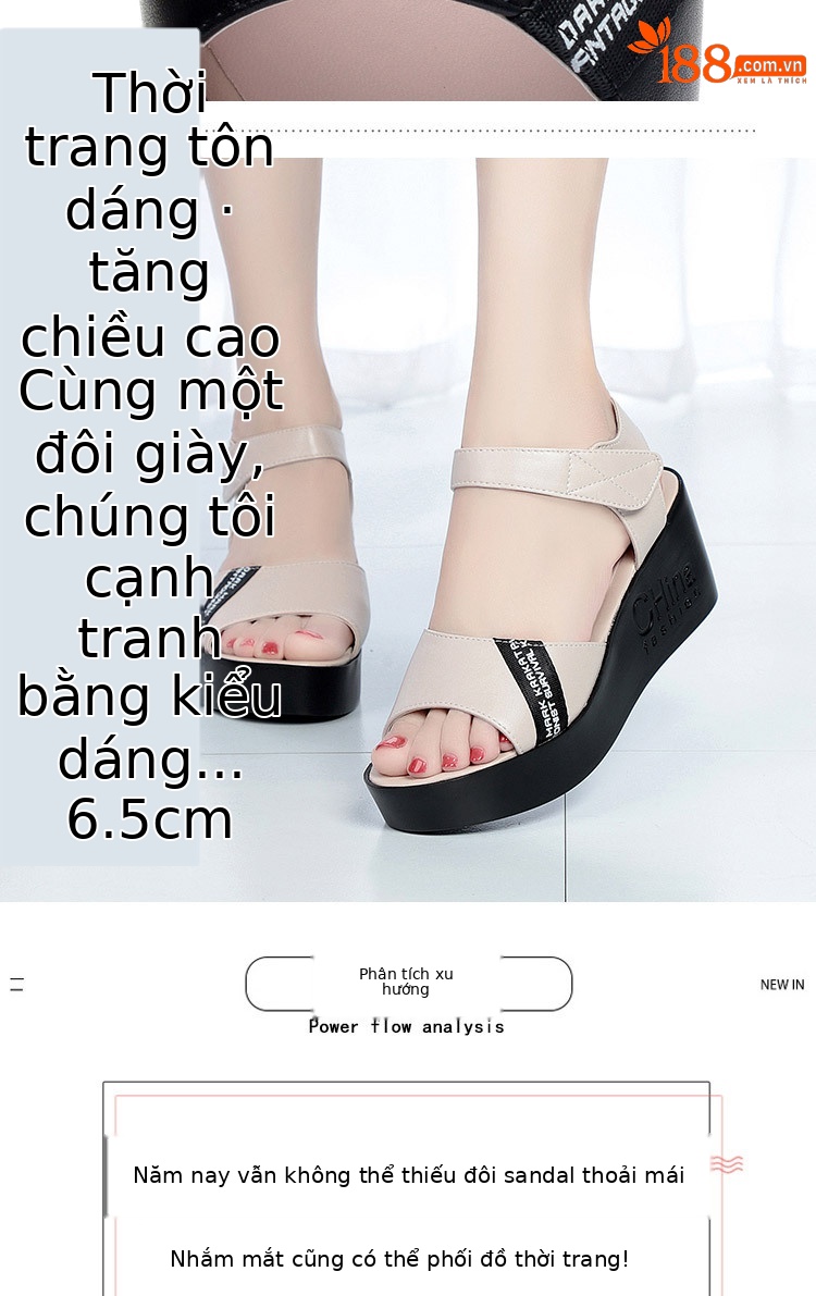 Sandal nữ đế xuồng đế dày mùa hè size lớn — đen chi tiết 2