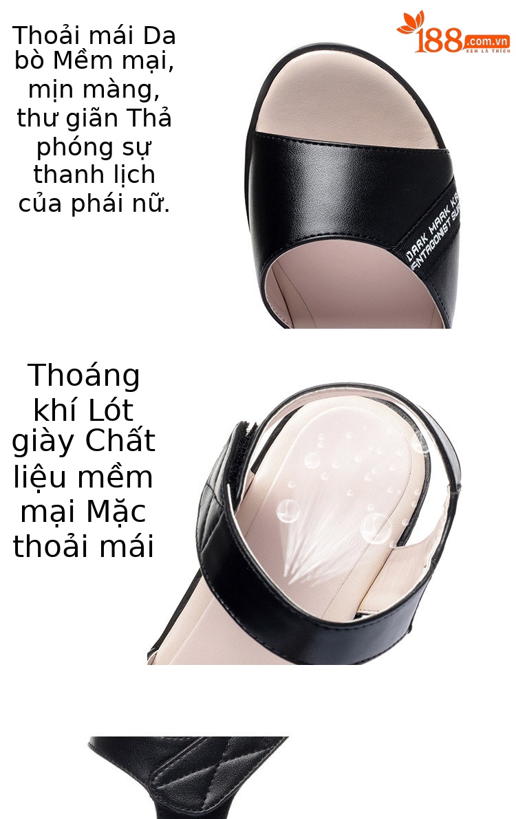 Sandal nữ đế xuồng đế dày mùa hè size lớn — đen chi tiết 5
