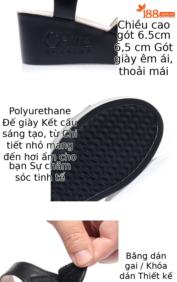 Sandal nữ đế xuồng đế dày mùa hè size lớn — đen chi tiết 6