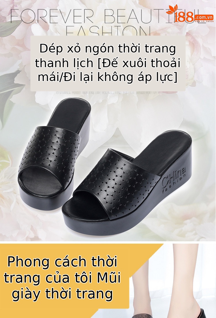 Dép lê đế xuồng nữ đế dày mềm mại, gót cao khoảng 5–7 cm, phong cách mùa hè — Đỏ rượu chi tiết 1