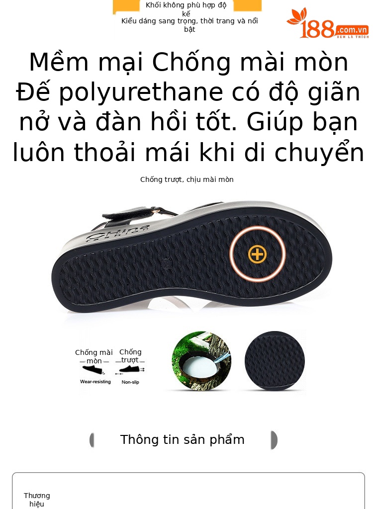 Dép sandal nữ quai chữ V đế bệt chống trượt mùa hè — đen chi tiết 4