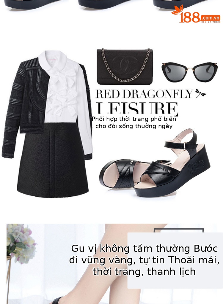 Dép sandal nữ quai chữ V đế bệt chống trượt mùa hè — đen chi tiết 7
