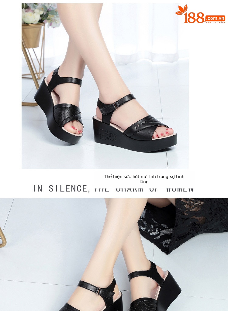 Dép sandal nữ quai chữ V đế bệt chống trượt mùa hè — đen chi tiết 9