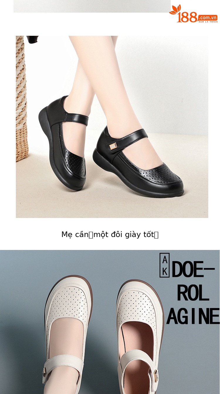 Dép sandal nữ mũi nhọn đế mềm da thật, giày lỗ rỗng mùa hè chống trượt — màu be chi tiết 7