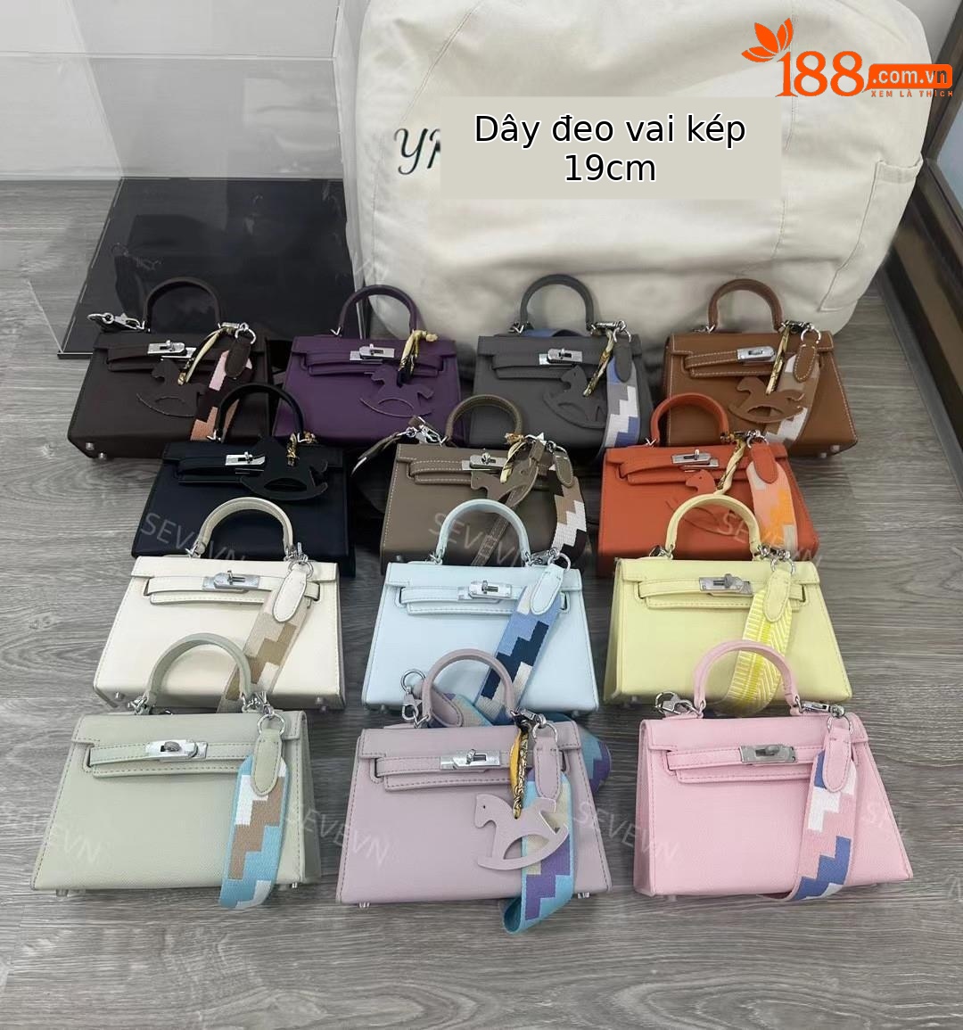 Túi Kelly nữ dễ phối, khóa bạc, thiết kế nhỏ gọn, xách tay hoặc đeo chéo — Màu đen, 19*6*13cm, Màu be trắng, 19*6*13cm, Màu vàng, 19*6*13cm, Màu tím, 19*6*13cm chi tiết 2