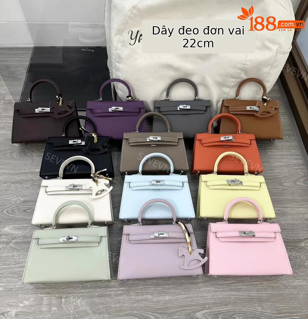 Túi Kelly nữ dễ phối, khóa bạc, thiết kế nhỏ gọn, xách tay hoặc đeo chéo — Màu đen, 19*6*13cm, Màu be trắng, 19*6*13cm, Màu vàng, 19*6*13cm, Màu tím, 19*6*13cm chi tiết 3
