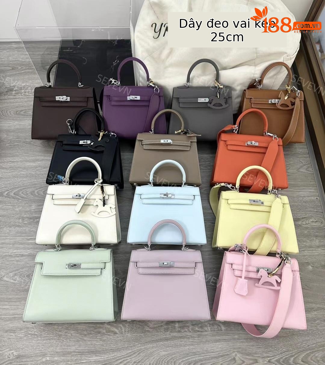 Túi Kelly nữ dễ phối, khóa bạc, thiết kế nhỏ gọn, xách tay hoặc đeo chéo — Màu đen, 19*6*13cm, Màu be trắng, 19*6*13cm, Màu vàng, 19*6*13cm, Màu tím, 19*6*13cm chi tiết 4